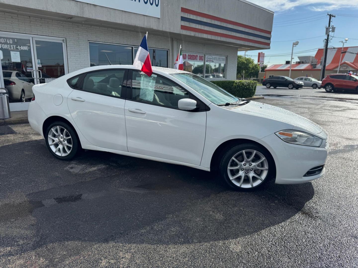 2013 WHITE DODGE DART SXT (1C3CDFBA7DD) , located at 10740 Forest Lane, Dallas, TX, 75243, (972) 272-7300, 32.908588, -96.701813 - Photo#2