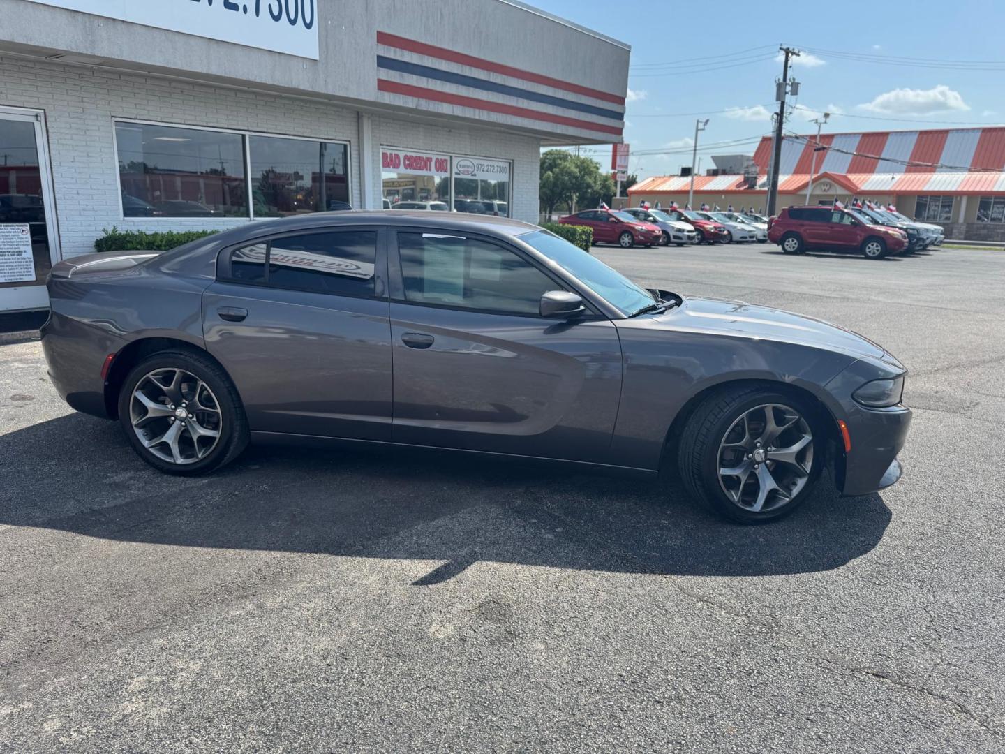 2015 GRAY DODGE CHARGER SXT (2C3CDXHG1FH) , located at 10740 Forest Lane, Dallas, TX, 75243, (972) 272-7300, 32.908588, -96.701813 - Photo#2