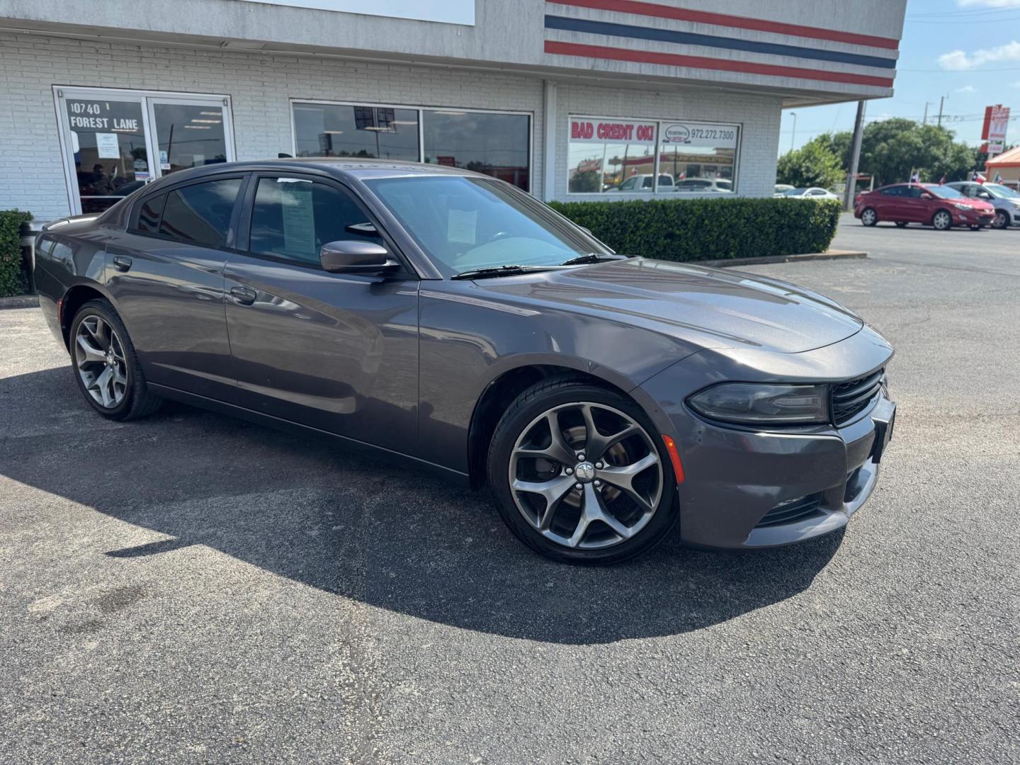 2015 GRAY DODGE CHARGER SXT (2C3CDXHG1FH) , located at 10740 Forest Lane, Dallas, TX, 75243, (972) 272-7300, 32.908588, -96.701813 - Photo#1