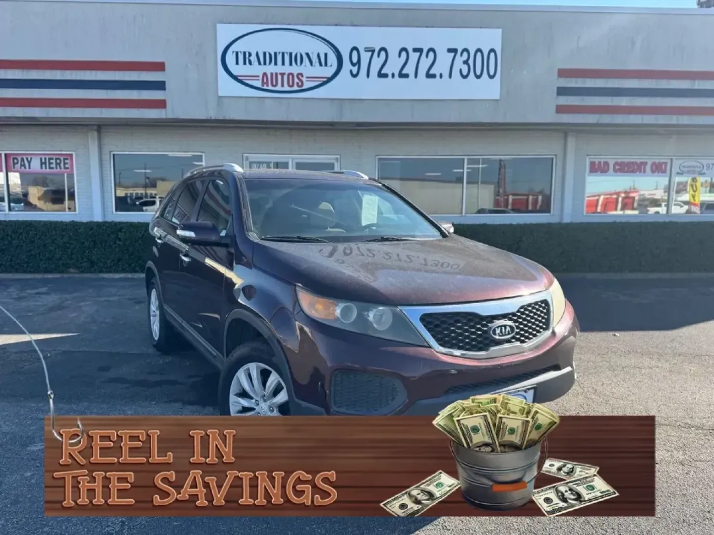 2011 MAROON Kia Sorento LX 2WD (5XYKT4A23BG) with an 3.5L V6 DOHC 24V engine, 6-Speed Automatic transmission, located at 10740 Forest Lane, Dallas, TX, 75243, (972) 272-7300, 32.908588, -96.701813 - Are you searching for a reliable, family-friendly SUV that fits seamlessly into your active lifestyle? Look no further than this 2011 Kia Sorento LX, now available at Traditional Autos in Dallas, TX. This remarkable pre-owned vehicle combines practicality, comfort, and style, making it the ideal cho - Photo#0