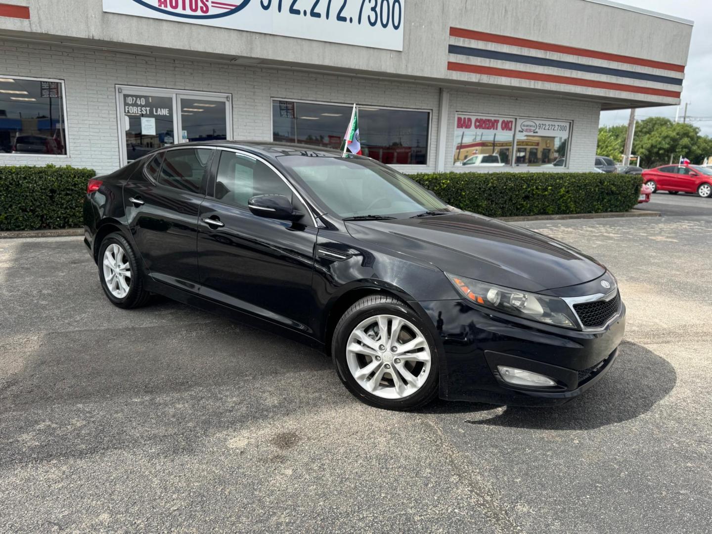 2012 BLACK KIA OPTIMA EX; LX EX (5XXGN4A77CG) with an 2.4L L4 DOHC 16V engine, 6-Speed Automatic transmission, located at 10740 Forest Lane, Dallas, TX, 75243, (972) 272-7300, 32.908588, -96.701813 - Photo#1