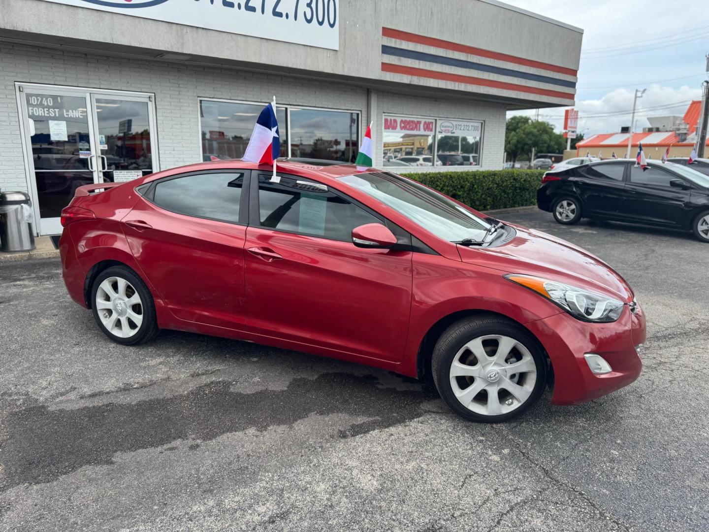 2013 RED HYUNDAI ELANTRA GLS; LIMITED GLS A/T (KMHDH4AE6DU) with an 1.8L L4 DOHC 16V engine, 6-Speed Automatic transmission, located at 10740 Forest Lane, Dallas, TX, 75243, (972) 272-7300, 32.908588, -96.701813 - Photo#1