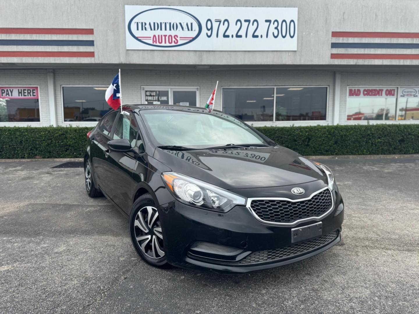 2015 BLACK KIA FORTE LX LX (KNAFK4A68F5) with an 1.8L L4 DOHC 16V engine, located at 10740 Forest Lane, Dallas, TX, 75243, (972) 272-7300, 32.908588, -96.701813 - Photo#0