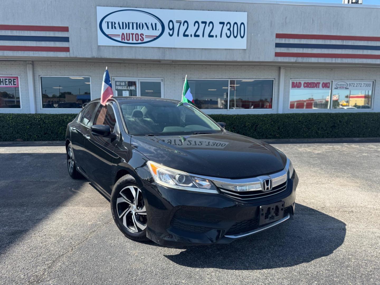 2016 BLACK HONDA ACCORD LX LX Sedan CVT (1HGCR2F39GA) with an 2.4L L4 DOHC 16V engine, CVT transmission, located at 10740 Forest Lane, Dallas, TX, 75243, (972) 272-7300, 32.908588, -96.701813 - Photo#0